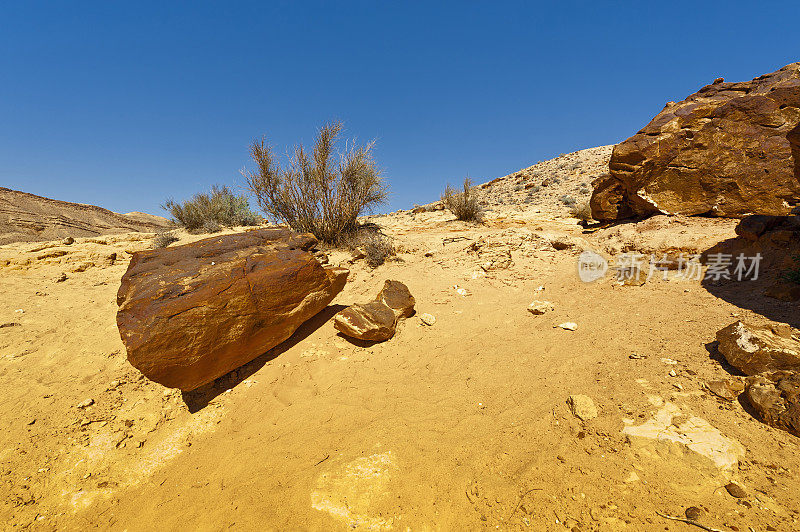 以色列内盖夫沙漠的岩石山。