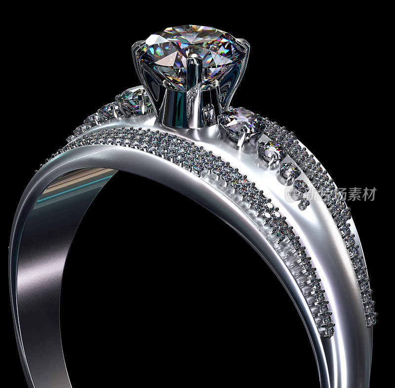 白金订婚戒指与钻石宝石。