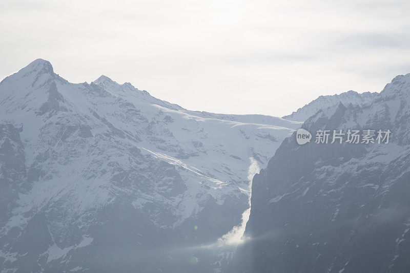 瑞士阿尔卑斯山雪山的景色