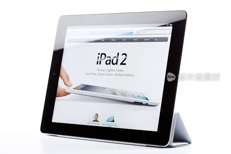 苹果的iPad2，孤立的，显示iPad2的网站