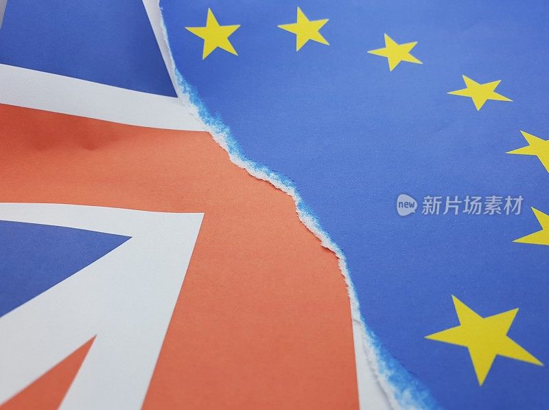 英国国旗、欧盟旗帜和英国退欧