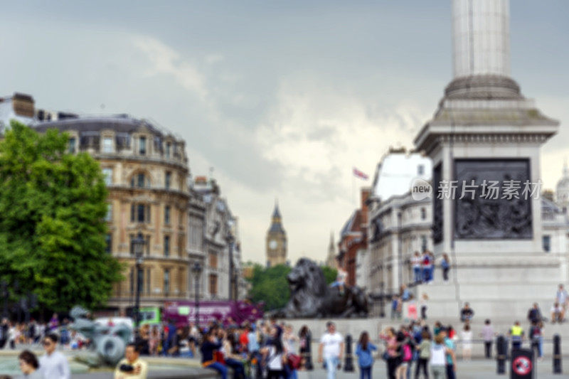 伦敦特拉法加广场人群的散景抽象画