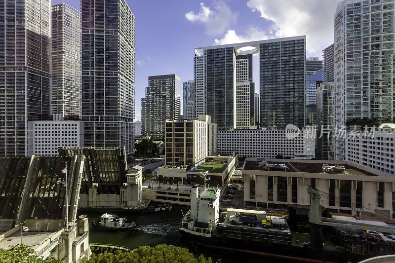 标志性建筑是佛罗里达州迈阿密市中心的标志，繁忙的迈阿密河也是