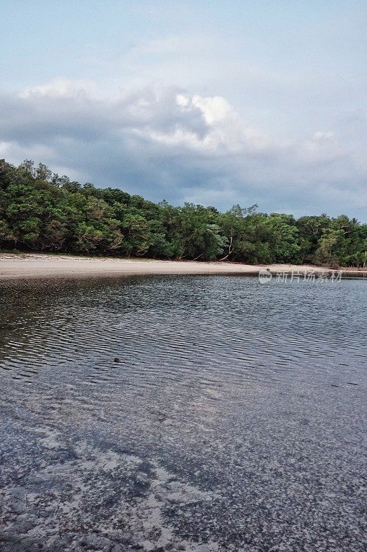 美丽迷人的热带天堂，太平洋海岸，日落时分的热带雨林海滩