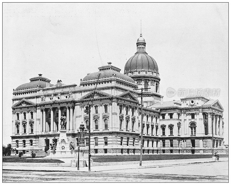 古董照片:印第安纳州议会大厦，印第安纳波利斯