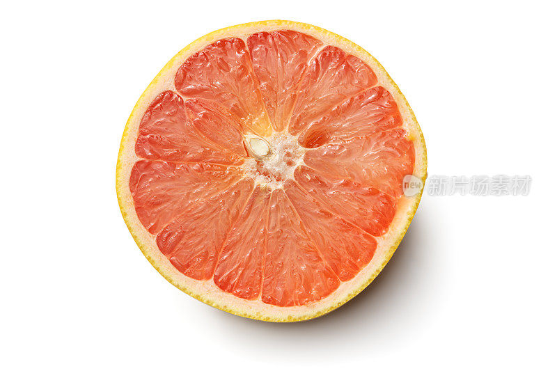 果实:红色葡萄柚，白色背景