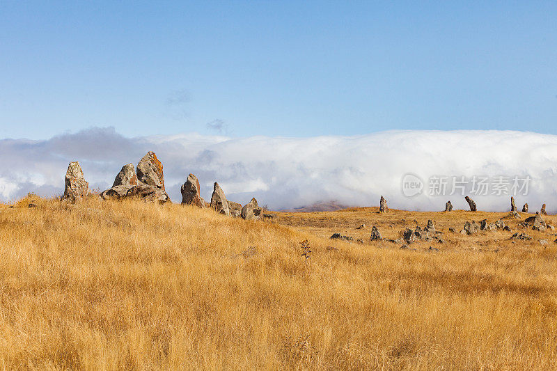Zorats-Karer或Karahunj。亚美尼亚斯尤尼克地区的古代巨石群。