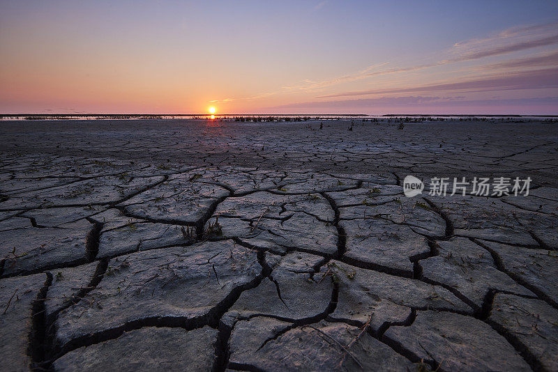 日落时瓦登海的潮滩