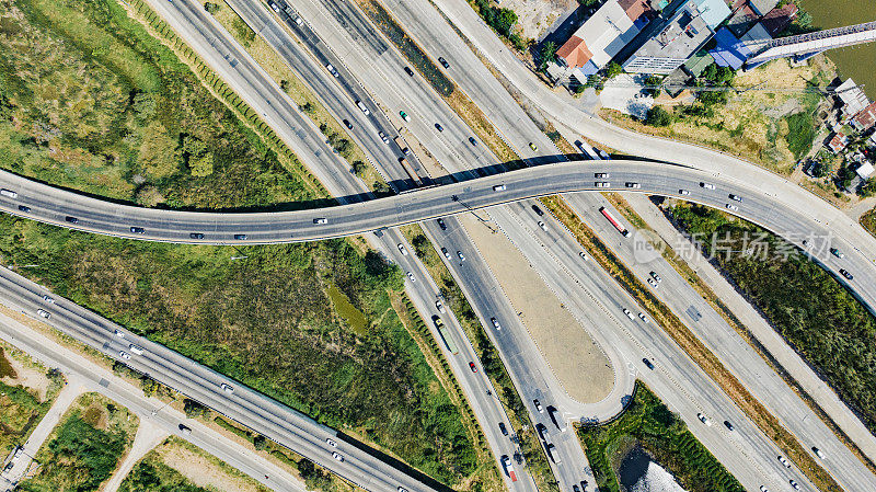 大型公路立交鸟瞰图。