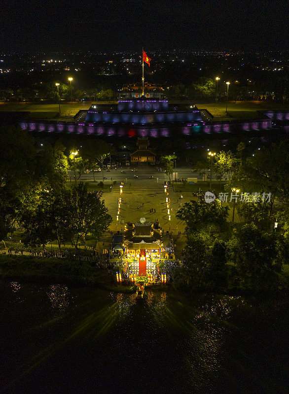 夜晚的顺化皇城，顺化天顺化省