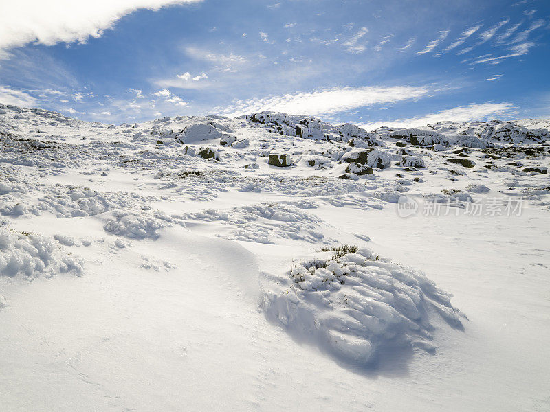 冬季高山白雪皑皑的冬季景观