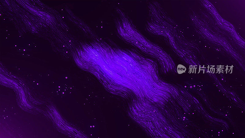 无缝抽象紫色波浪迷幻背景循环播放。黑色背景上弯曲的白线的平滑运动。
