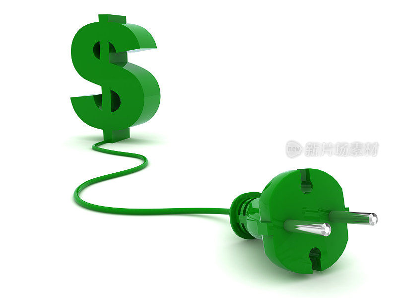 绿色节能高效电插头节约美元的标志