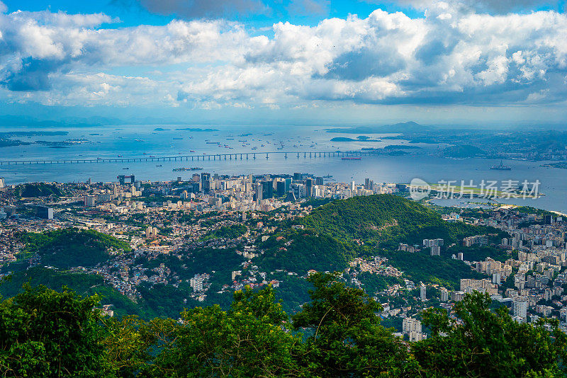 巴西里约热内卢的甜面包山。博塔弗戈湾全景