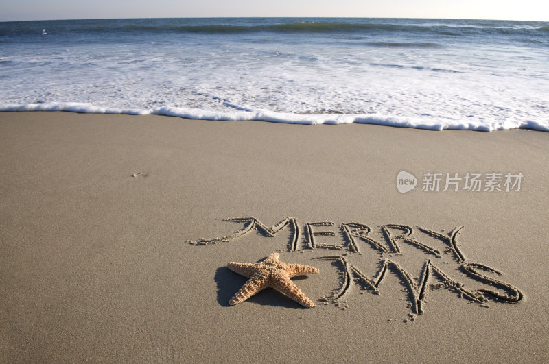 海星，沙滩上的圣诞祝福
