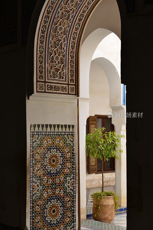 巴伊亚宫，马拉喀什，摩洛哥，非洲。