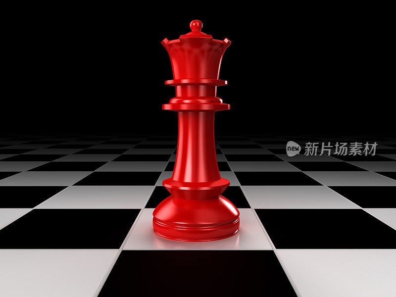 红皇后棋子国际象棋棋盘上的红皇后棋子