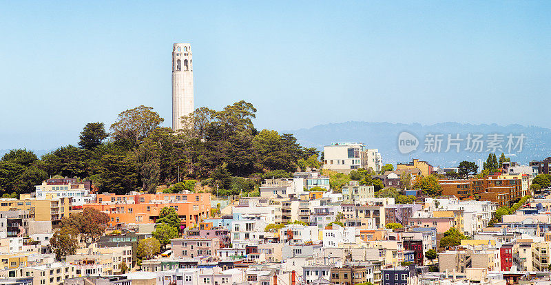 美国旧金山电报山和科伊特塔全景图