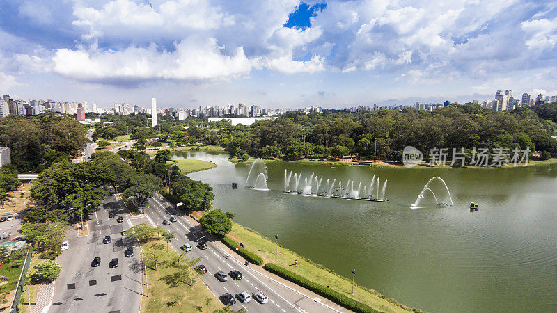 鸟瞰图Ibirapuera公园在圣保罗市