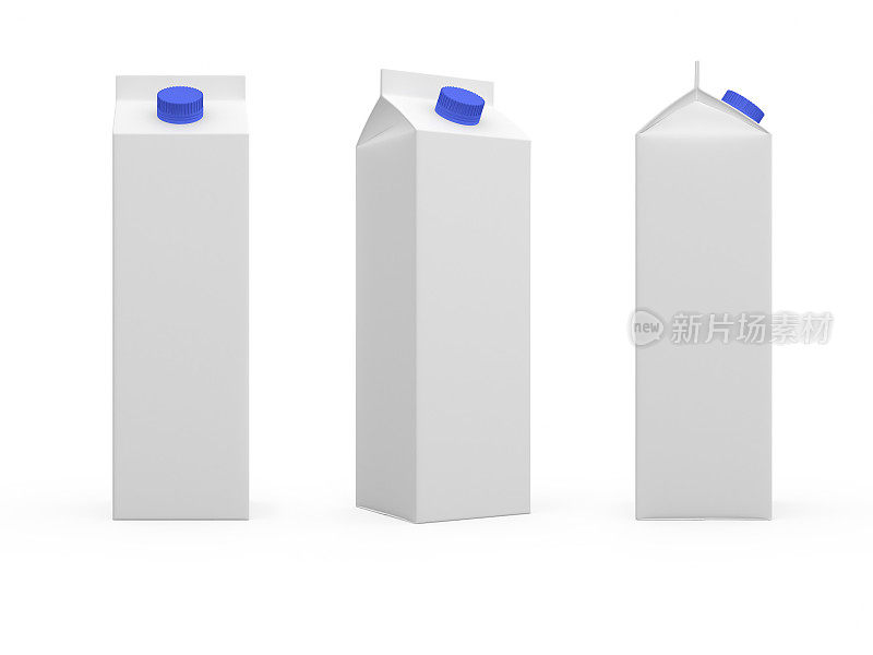 空白高白色牛奶或果汁纸盒