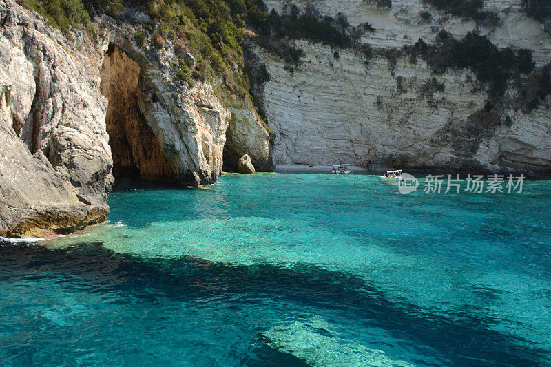 Paxos海岸线有海洞和eriimitis悬崖。