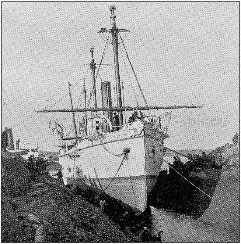 海军和陆军古董历史照片:船