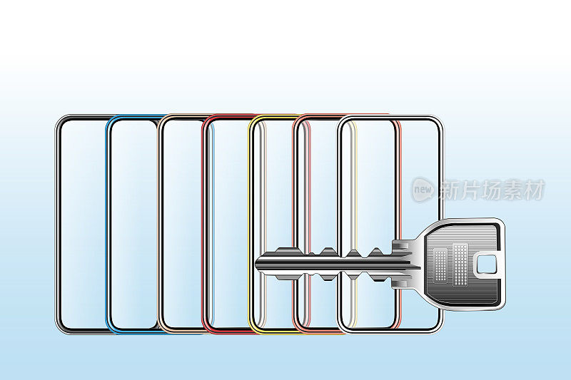 多部智能手机和钥匙