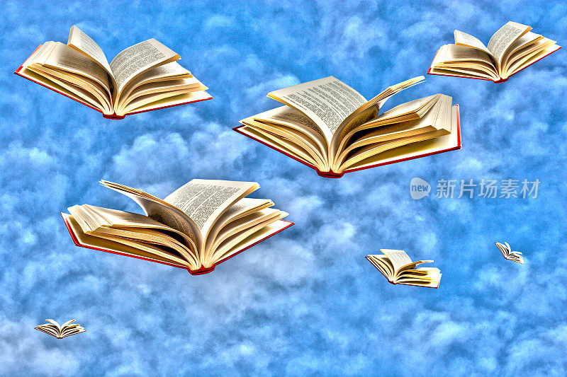 书在天空中飞翔