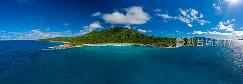 无人机拍摄的印度洋热带岛屿全景