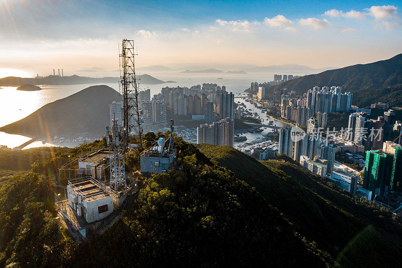 鸟瞰图香港仔及鸭脷洲住宅区