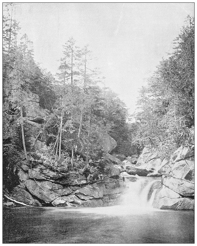 古董照片:佛朗科尼亚瀑布，白山