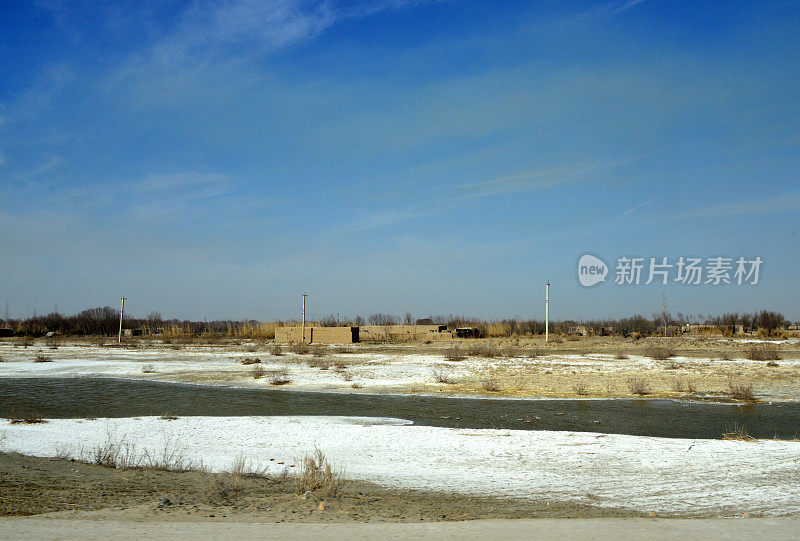 阿姆河的池塘和雪水泛滥平原-海拉坦，巴尔赫省，阿富汗