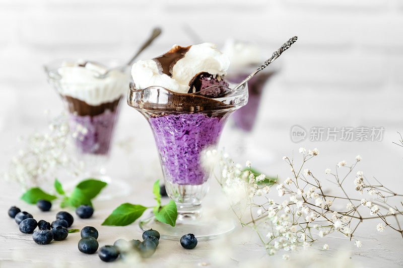 蓝莓冰淇淋和巧克力