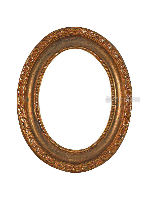 复古复古的椭圆形金属相框或镜子