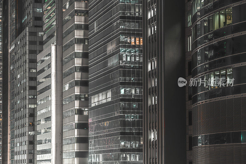 香港一系列写字楼的近景