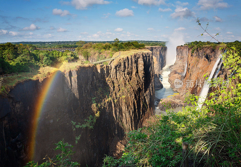 赞比亚的维多利亚瀑布和彩虹