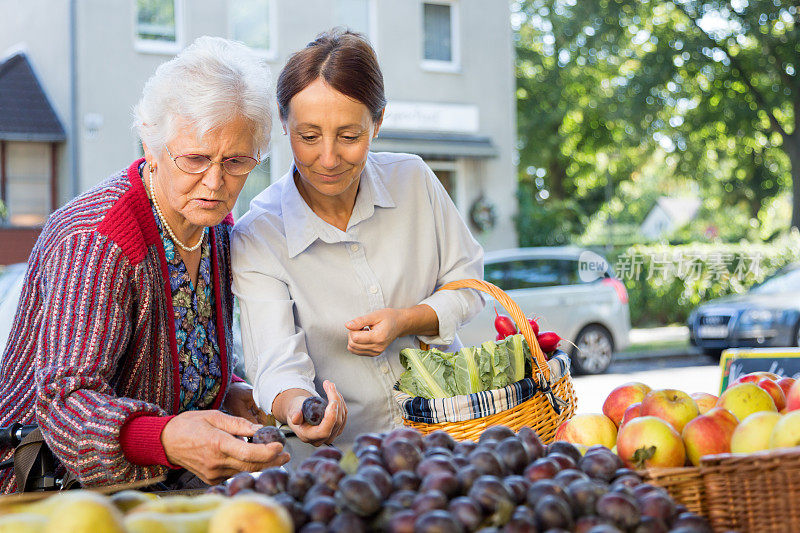 辅助生活-老年妇女与家庭护理购物