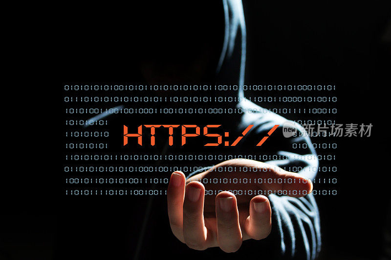 网络黑客与HTTPS文本图标