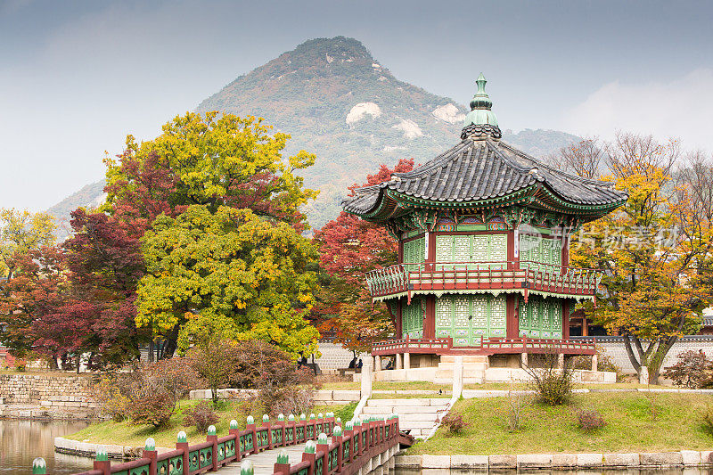 景福宫的景色，在一个山在秋天