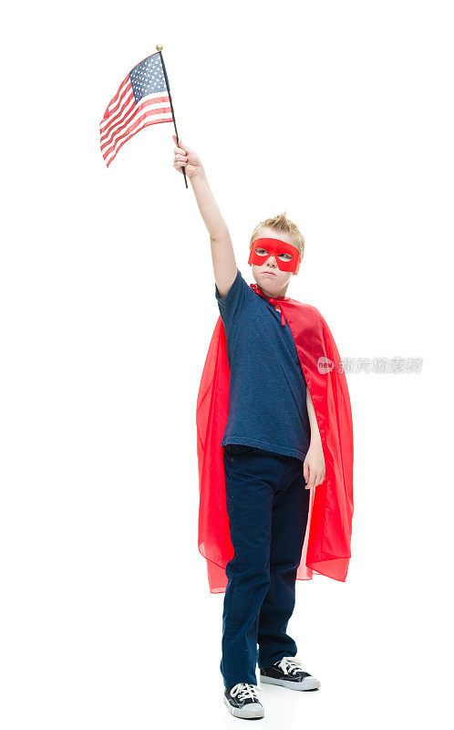 举着美国国旗的小超人