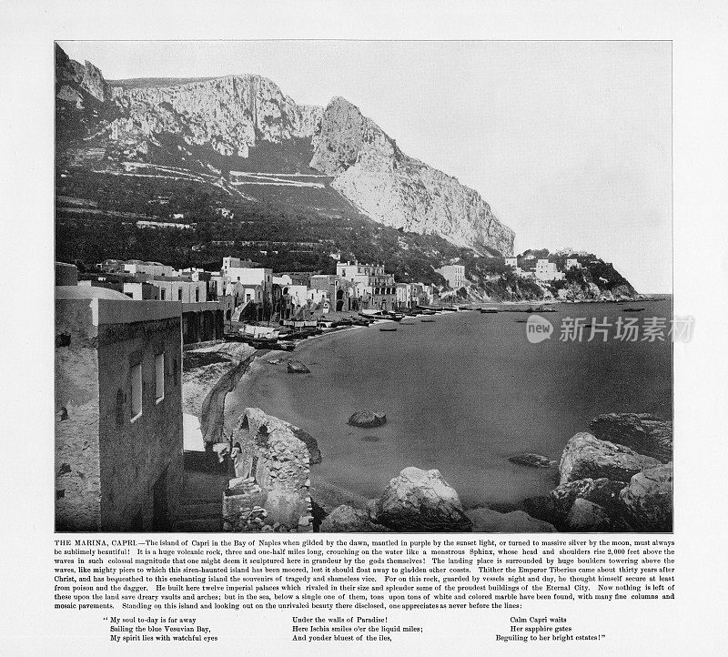 古意大利摄影:船坞，卡普里岛，意大利，1893