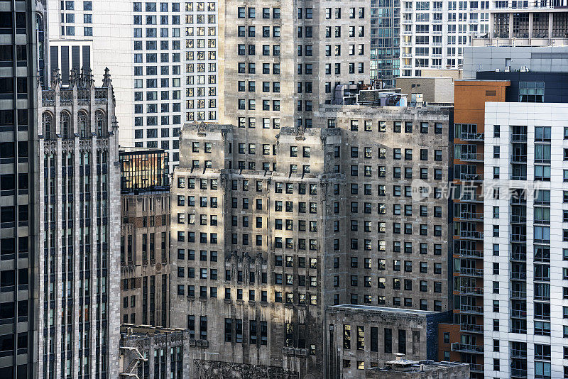 芝加哥市中心斯特维尔的摩天大楼