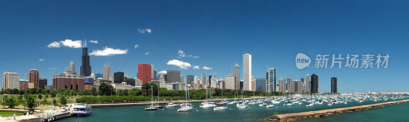 芝加哥天际线码头全景图