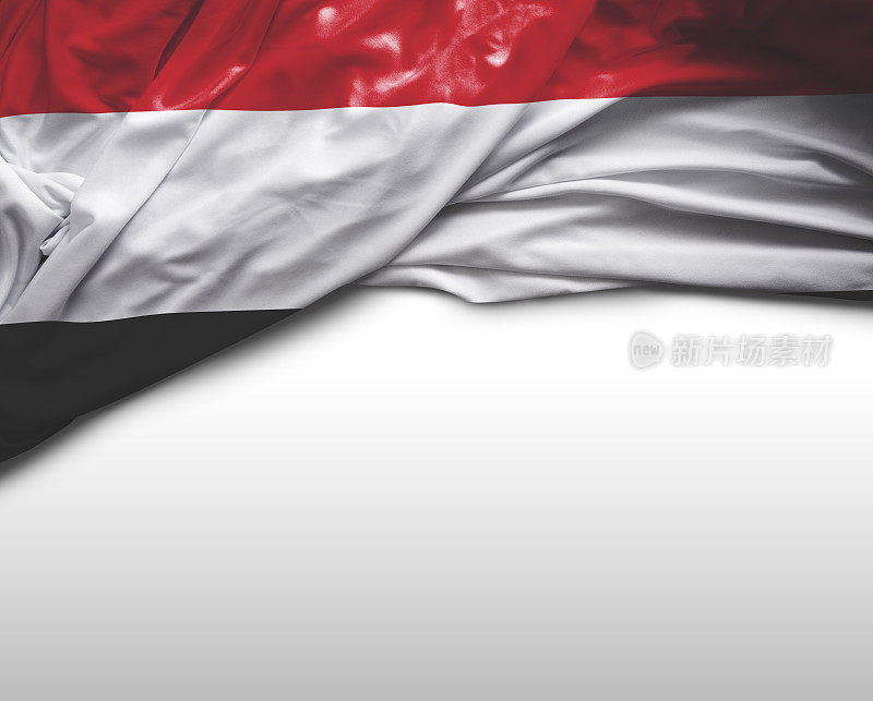 也门挥舞着国旗