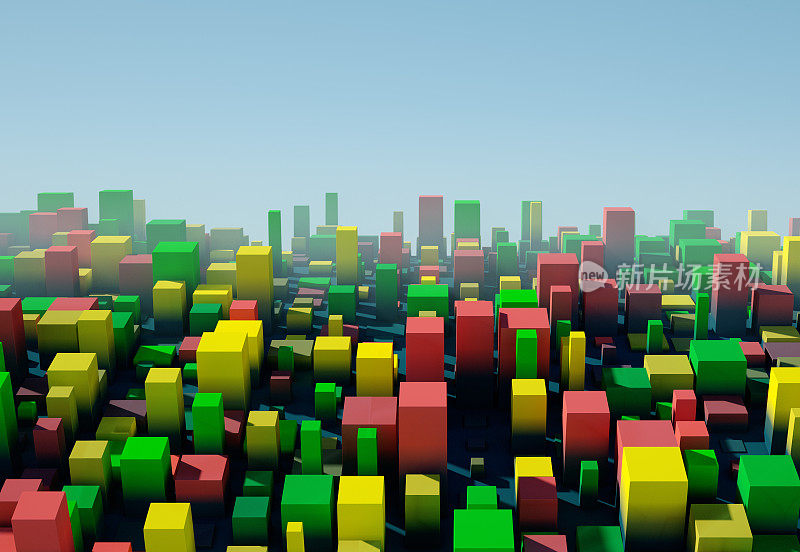 胡椒广场变化格局抽象三维城市景观