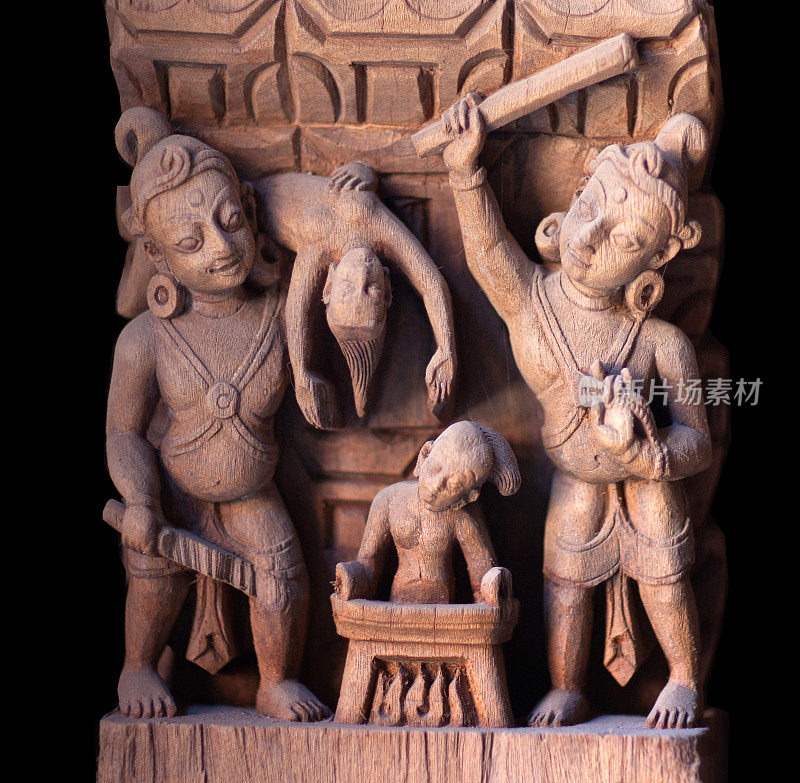 尼泊尔帕坦的古代尼泊尔木雕