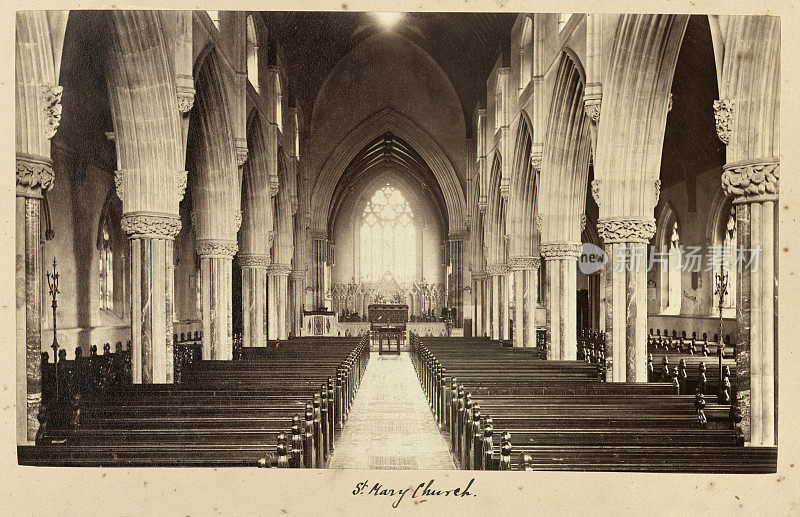 圣玛丽教堂，Babbacombe教区教堂，德文郡，1880年