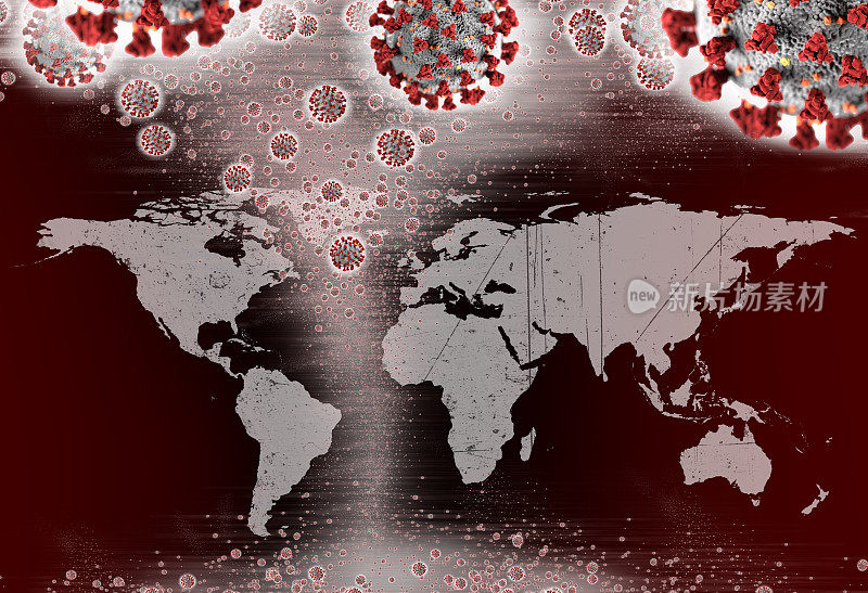 全球流行概念脏损世界地图和新冠肺炎