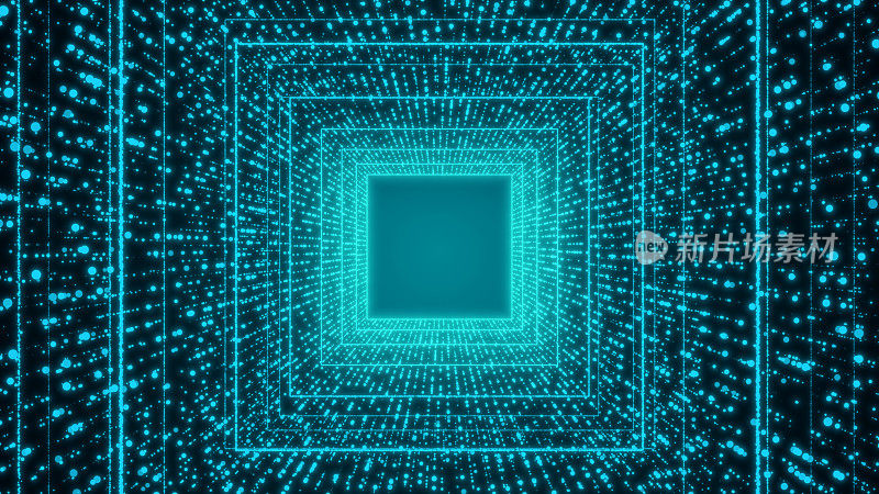 科幻隧道与数字符号抽象3D渲染