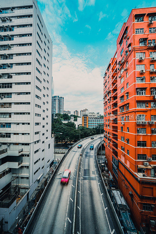 鸟瞰图拥挤的九龙城油麻地，香港